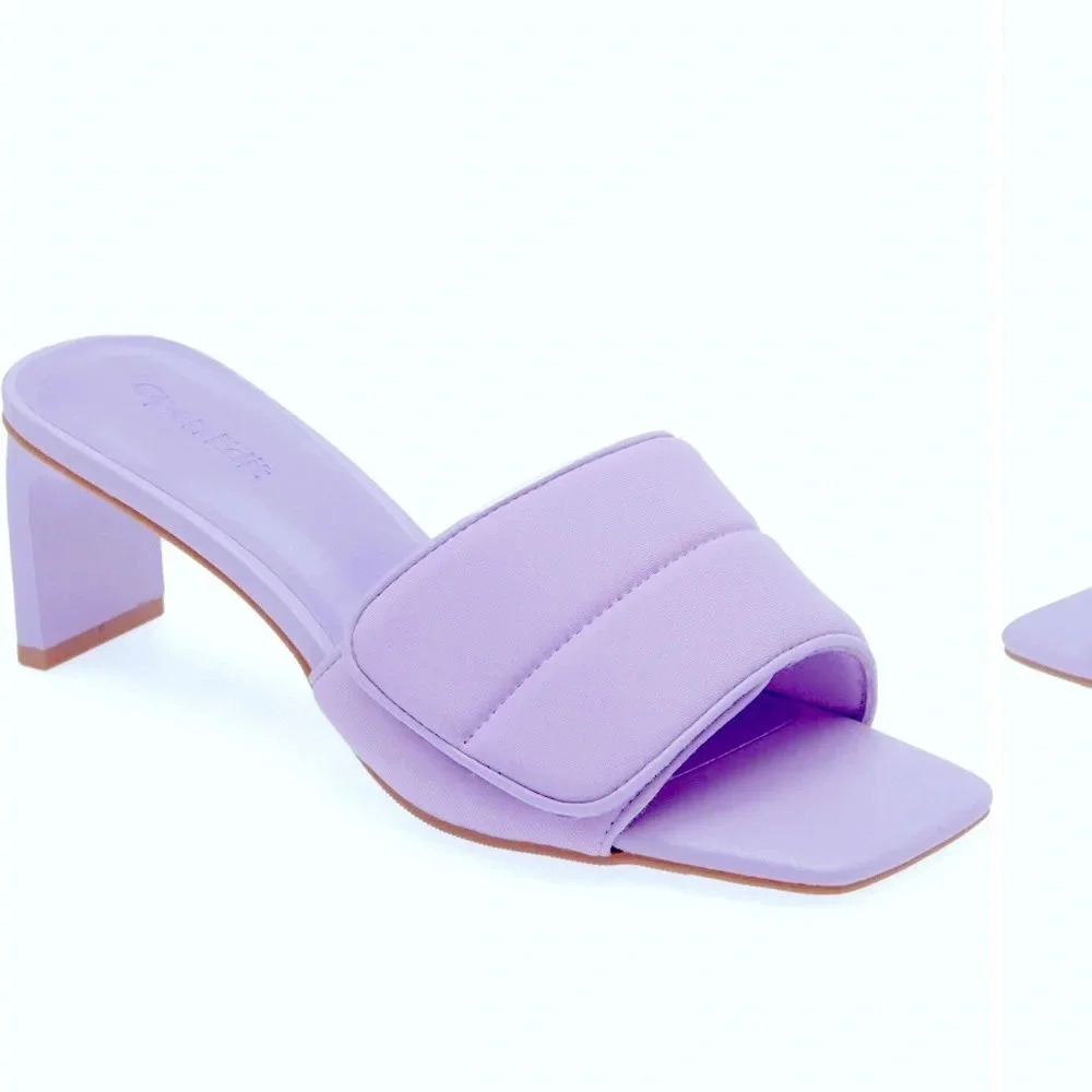 Open Edit Cava Slide Sandal Adjustable Vamp stylish strap slide square toe